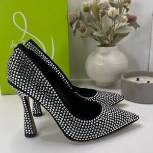 Sam Edelman Antonia Glitz Rhinestone Architectural Heel Black Women 9.5M NWB